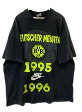 Vtg 1996 Borussia Dortmund BVB Nike T-Shirt Deutscher Meister Mens XL Black #232 picture