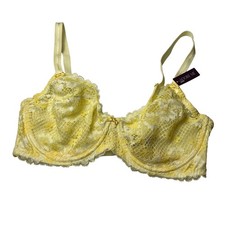 Adoreme Yellow Lace Underwire Bra Balconette Scalloped Edges Adjustable Straps picture