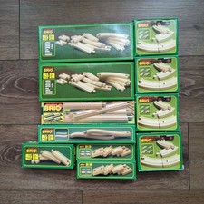 Vtg 90s Brio Wooden Train Track Lot Set 11 Boxes Straight Curved Incline Sweden picture