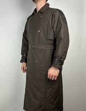 Vitage 80s 90s Bogner Cotton Overcoat Leather Trim Size 50 picture