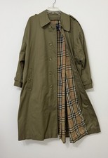 Vintage Burberrys Coat Mens XL Green Long Trench Wool Liner Nova Check Plaid picture