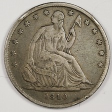 1840-o Seated Liberty Half. WB-10.  Big Die Cracks on Reverse VF 163792 picture