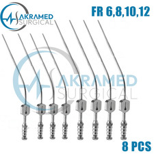 Fukushima Teardrop Suction Tube Fr 6,8,10,12 Medium & Large 8 PCs Set Surgical S picture