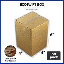 50 4x4x6 EcoSwift Cardboard Packing Moving Shipping Boxes Corrugated Box Cartons picture