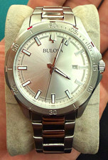 Bulova Men's Stainless Steel Analog Watch Silver Dial Date Water-Resistant picture