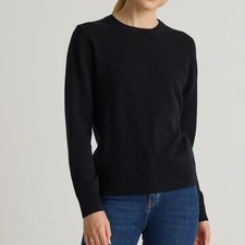 Quince Womens L NWOT Mongolian Cashmere Crewneck Sweater Black Quiet Luxury Chic picture