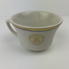 Vintage 1960s US Navy Officers Wardroom Coffee Cup Walker China Gold Seal Blue picture