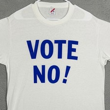 Vintage Jerzees T-Shirt Mens 2XL Graphic White Vote No Single Stitch Made In USA picture