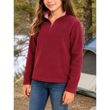 LL BEAN Girls Quarter Zip Fleece Pullover M 10/12 | Cozy Outdoor Layer picture