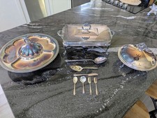 Vintage F.B. Roger’s Silver Company Silver Plate Set - 3 Piece Set & Utensils picture