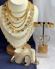 Vtg Costume Jewelry Lot Kenneth J Lane Anne Klein Rhinestone Enamel Matching Set picture