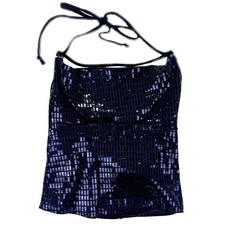 Lip Service Rare Vintage 90s/00's Cyber Goth Mirror Halter Top Petite Clubwear picture
