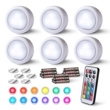 6Pack LED Puck Light Tap Light Push Light Wireless Touch 12 RGB Colors 80 Lumens picture