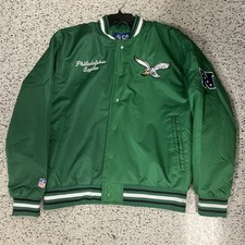 NWT Men’s NFL Philadelphia Eagles Kelly Green Satin Jacket MRSP $135 Size L picture