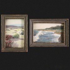 1930 Tews, Bobby /LAG BCH & AZ /PRISTINE MINI Plein Air/ 2.5x3.5” /Orig Frames picture