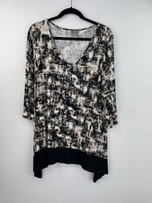 J Jill Large Wearever Shirt Top Tunic Jersey Geometric Blouse 3/4 Sleeve A19-14 picture