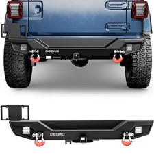 OEDRO Rear Bumper for 2018-2025 Jeep Wrangler JL Unlimited w/ LED Lights D-Rings picture