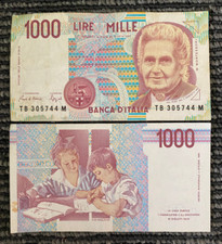 Italy 1000 Lire 1990 Banknote World Paper Money Circulated picture