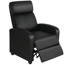 Sillón Reclinable Negro Para Adulto Sala Silla Sofa Individual De Cuero Ofertas picture