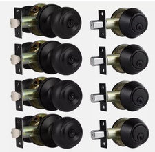 4 Pack Keyed Entry Door Knobs & Single Cylinder Deadbolt Lock Combo Set picture