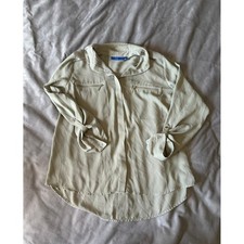 Apt. 9 Womens Sage Green Roll Tab Long Sleeve Zipper Pocket Blouse Large picture