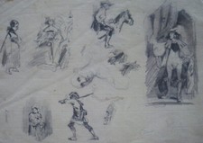 Hippolyte Poterlet (1803-1835) - ink - studies picture