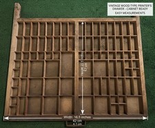 Vintage Wood Printers Tray Shadow Box Letterpress Type Drawer Display Case 22x16 picture