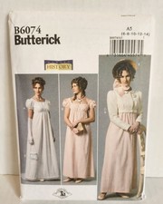 OOP Butterick B6074 Uncut Dress Pattern Size 6-14  Bridgerton Regency Costume picture