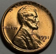 1951-D Lincoln Wheat Cent — Uncirculated MS Red 🔥 Original Roll picture