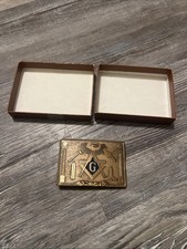VTG FREEMASONS MASONIC BRONZE Belt Buckle 1979 Harry Klitzner Co Providence picture
