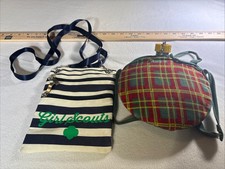 Vintage Official Aluminum GIRL SCOUT CANTEEN Aluminum & Girl Scout Crossbody. picture
