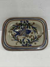 VTG Mexican Tonala JORGE WILMOT stoneware ceramic Fish plate Signed 9 1/4” L picture