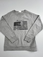 Champion Reverse Weave Sweatshirt Mens Medium Gray USA Flag Graphic Fleece picture