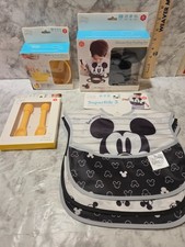 Disney Baby Bumkins Mickey Mouse Pooh Silicone First Feeding Set Utensils Bibs picture