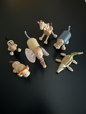 RARE LOT Vintage Wood Toys LOUX ANAMALZ Safari Zoo WOODEN POSEABLE ANIMALS  picture