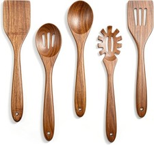 Acacia Wooden Spoons for Cooking, 5-Piece Wood Kitchen Utensil Set picture