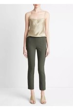 Vince Italian Cotton-Blend Stitch-Front Seam Legging in Green Sz Large picture