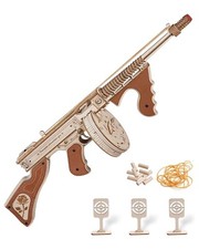 ROKR Thompson Submachinegun Model 3D Wooden Puzzle Mechanical Kit Teen Xmas Gift picture