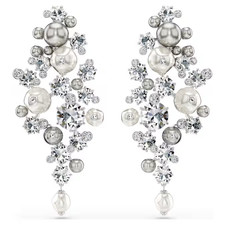 Swarovski Constella pierced earrings Crystal-like pearl, round cut white rhodium picture