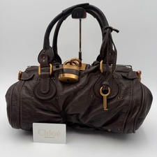 Chloe Paddington Dark Brown Leather Satchel Bag w/Padlock Key Vintage Auth picture