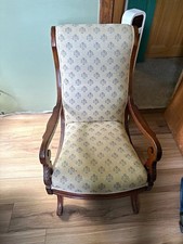 Vintage Victorian-Style Carved Wood Armchair Rocker picture