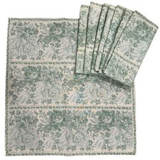 Williams Sonoma Green Floral 100% Cotton Dinner Napkins Set of 8 20