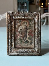 Old handcolored engraving of Chris in very old wooden frame, 18th century, Spain picture