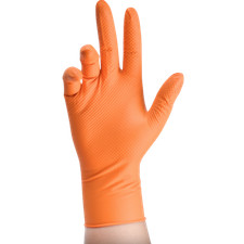 Black/Orange Nitrile Disposable Gloves 6 Mil Raised Diamond Texture | Fast Ship picture