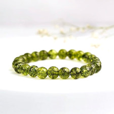 Green Peridot Olivine Crystal Quartz Stone Healing Bracelet picture