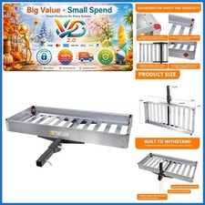 Maxxhaul 50149 500lb Folding Aluminum Cargo Carrier 50x22 Hitch Mount Silver picture