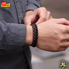 2PCS Handmade Paracord Bracelet Set for Men – Adjustable Summer Nautical Style picture