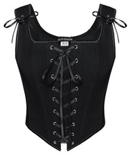 Women's Renaissance Corset Tops Lace Up Overbust Bustier Deep Black 10 picture