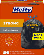 Hefty Strong Large Trash Bags, Black, 30 Gallon, 74 Count picture