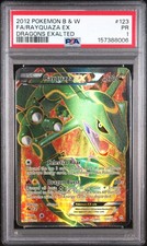 2012 POKEMON BLACK & WHITE DRAGONS EXALTED #123 FULL ART/RAYQUAZA EX PSA 1 picture